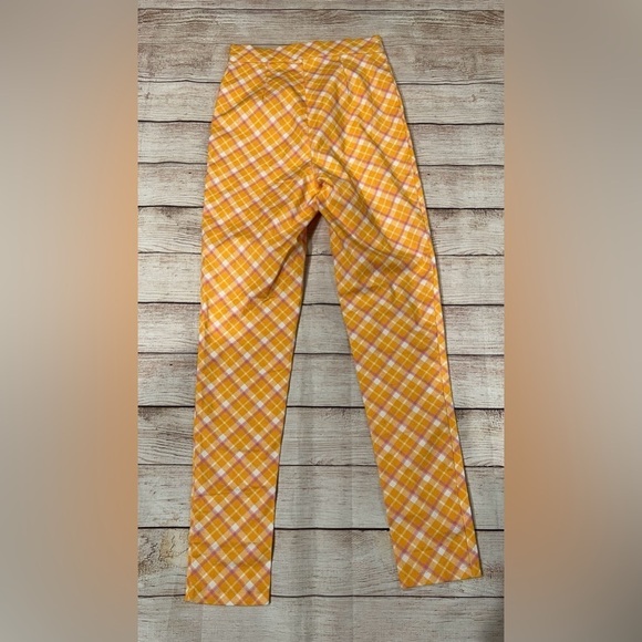 Urban Outfitters Orange Pink Plaid High Waisted Pants 0 - Picture 3 of 7